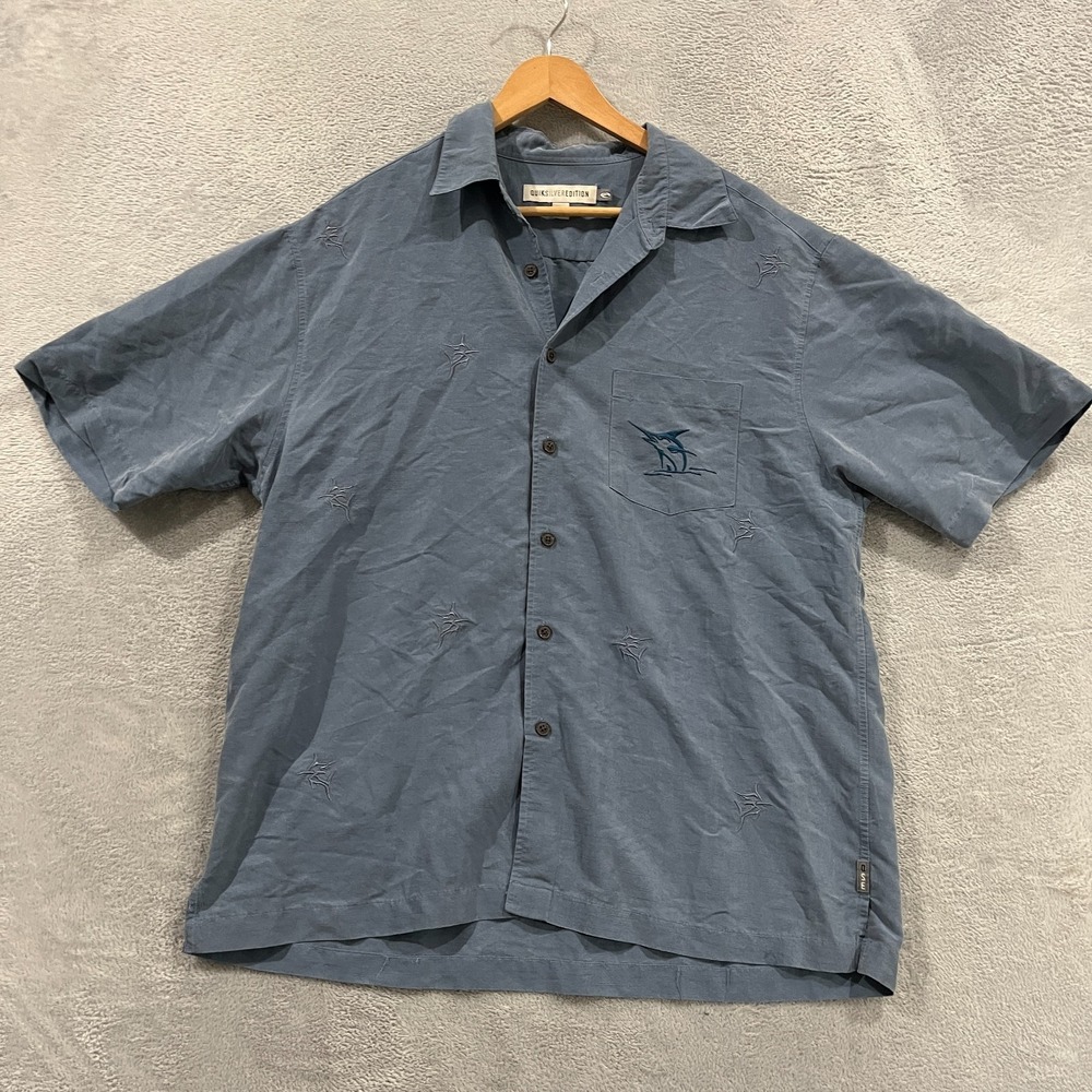 Vintage Quiksilver Edition Shirt Mens Large Embroidered Marlin Button Up 90s